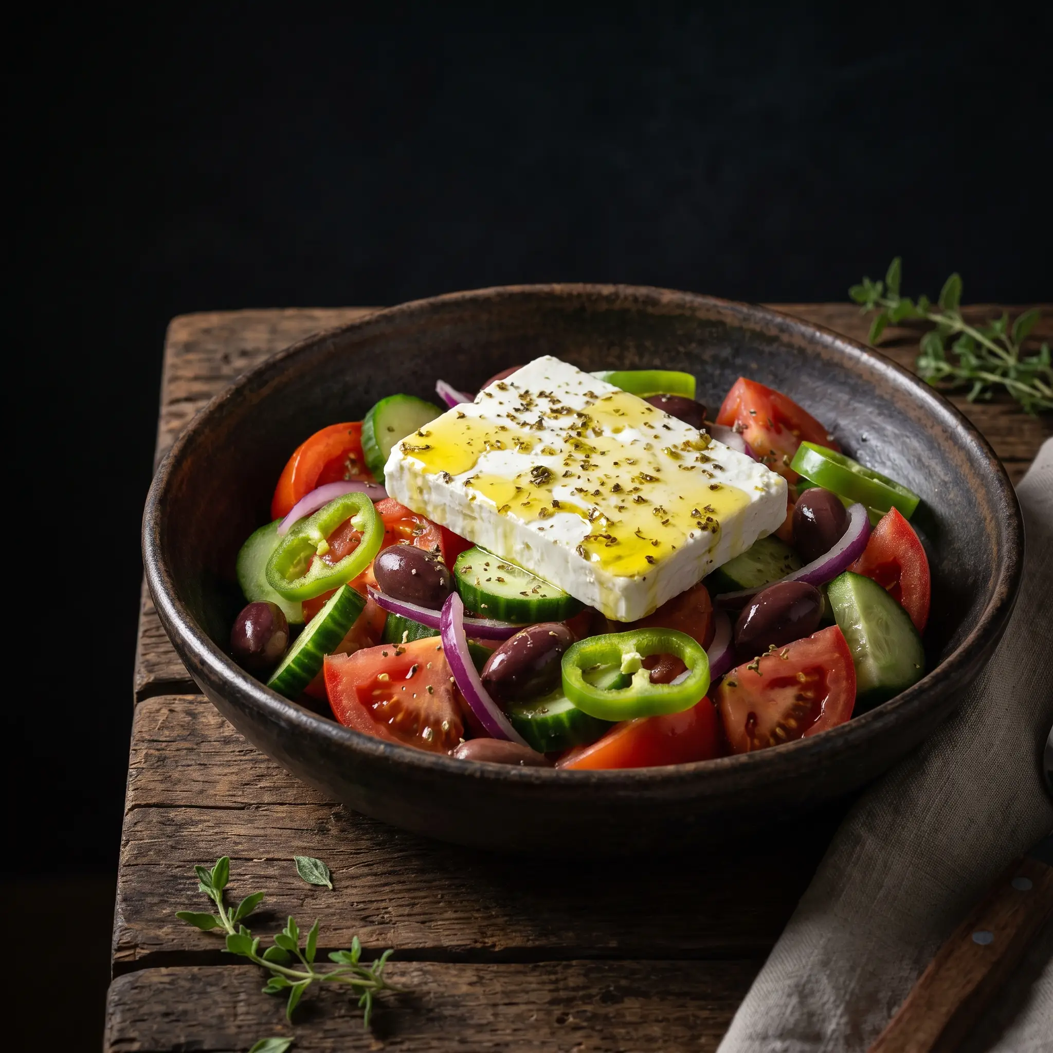 Fresh Greek salad with feta, tomato and cucumber from Balkan Bites